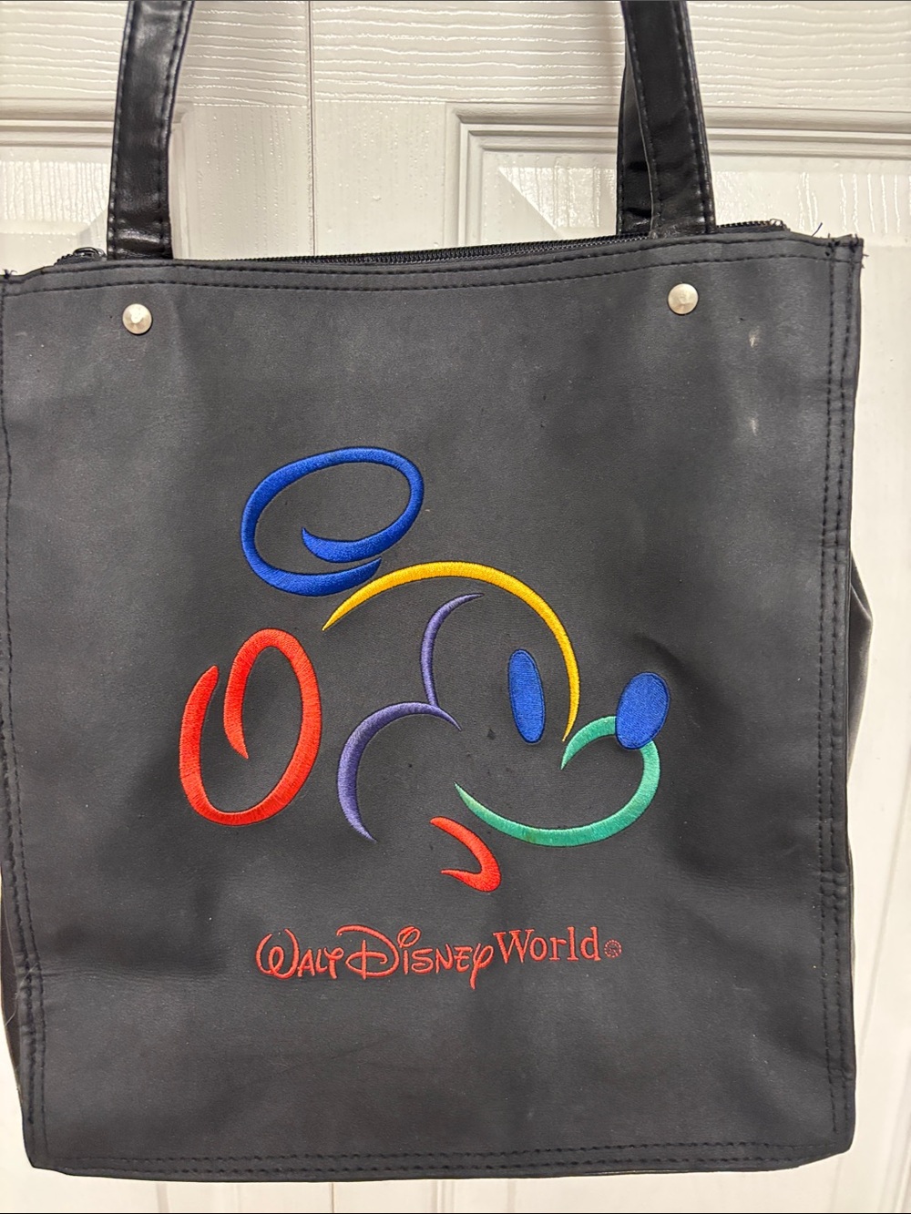 Disney Black Tote with Multicolor Mickey Outline